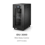 IDU-3000 - All-in-one mini data centre cabinet integrating cooling, UPS, battery backup, PDU, and monitoring for small IT environments.